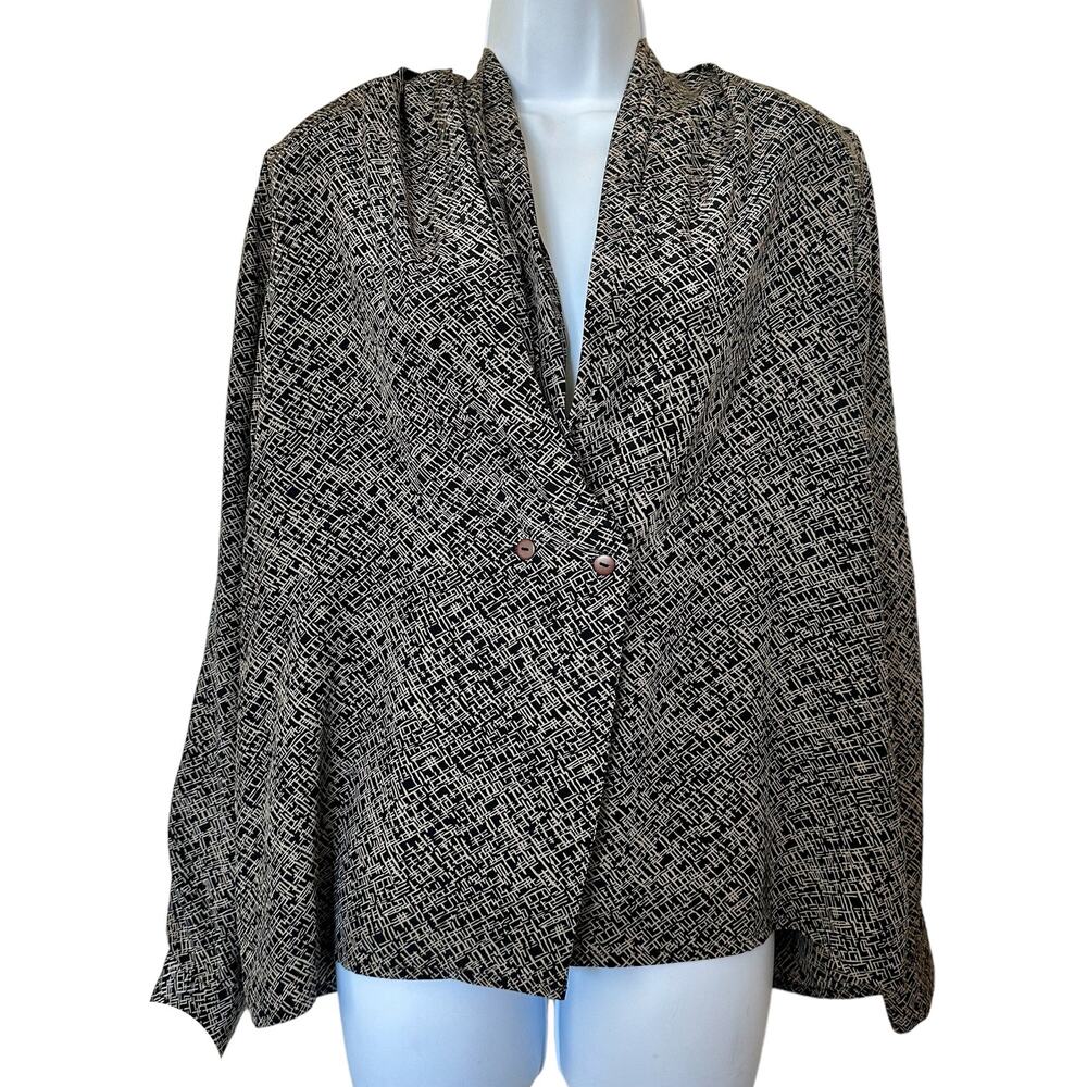 Vintage Spenser Jeremy Thin Lightweight Silk Jacket Black Beige Size Large